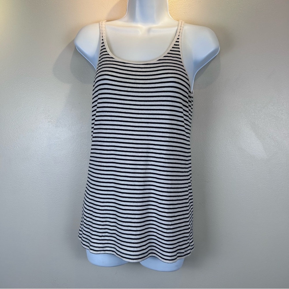 Gap Striped Tank Top Cotton Stretch Womens Large ?‎ Black White Camisole